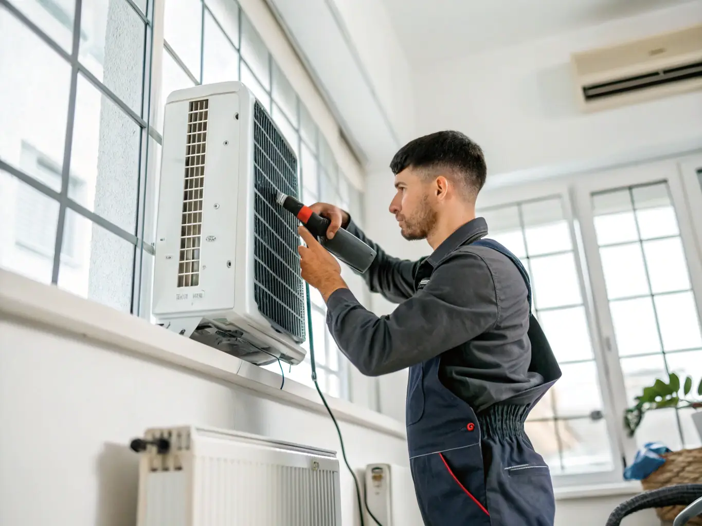 A technician installing a new, energy-efficient HVAC unit in a commercial building, highlighting the precision and expertise involved in HVAC installation services.